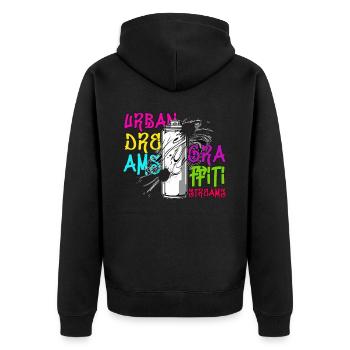 Funny Graffiti urban Street Hip Hop Retro 80s 90s - Unisex Premium Bio Zip Hoodie - Schwarz - Hinten - Nico (187cm)