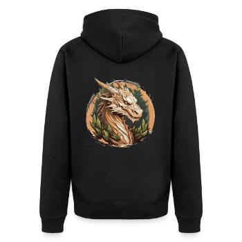 Wood Dragon Chinese New Year 2024 Zodiac Sign - Unisex Premium Bio Zip Hoodie - Schwarz - Hinten - Nico (187cm)