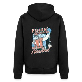 Magnetfischen Metallfischen Magnetangeln - Unisex Premium Bio Zip Hoodie - Schwarz - Hinten - Nico (187cm)