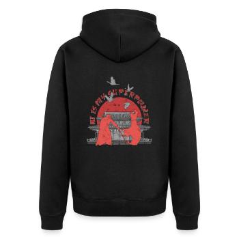 Aikido Aikidoka Ki Is My Superpower - Unisex Premium Bio Zip Hoodie - Schwarz - Hinten - Nico (187cm)