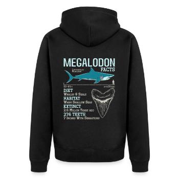 Megalodon Shark Biology Ocean Shark Lover - Unisex Premium Organic Zip Hoodie - black - Back - Nico (187cm)