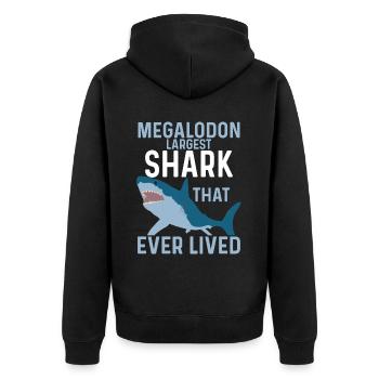 Megalodon Shark Biology Ocean Shark Lover - Unisex Premium Organic Zip Hoodie - black - Back - Nico (187cm)