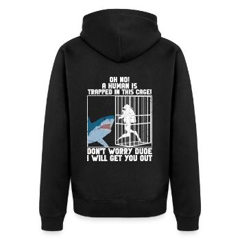 Megalodon Shark Biology Ocean Shark Lover - Unisex Premium Organic Zip Hoodie - black - Back - Nico (187cm)