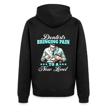 Zahnarzt Dentist - Unisex Premium Bio Zip Hoodie - Schwarz - Hinten - Nico (187cm)