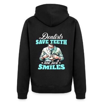 Zahnarzt Dentist - Unisex Premium Bio Zip Hoodie - Schwarz - Hinten - Nico (187cm)
