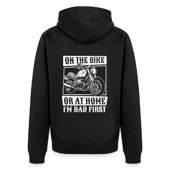 Motorrad Biker Motorbike Motorcycle Dad - Unisex Premium Organic Zip Hoodie - black - Back - Nico (187cm)
