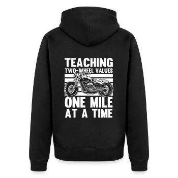 Motorrad Biker Motorbike Motorcycle Dad - Unisex Premium Organic Zip Hoodie - black - Back - Nico (187cm)