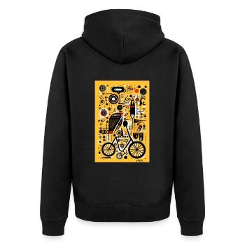 Playful Hieroglyphics Bicycle and Cycling - Unisex Premium Organic Zip Hoodie - black - Back - Nico (187cm)