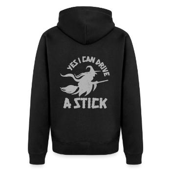 Yeah I Can Drive A Stick Funny Witch Pun - Unisex Premium Organic Zip Hoodie - black - Back - Nico (187cm)