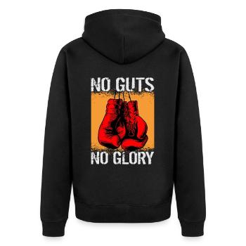No Guts No Glory Boxing - Unisex Premium Organic Zip Hoodie - black - Back - Nico (187cm)