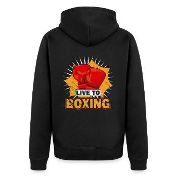 Live to Boxing - Unisex Premium Organic Zip Hoodie - black - Back - Nico (187cm)