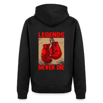 Legends never die Boxing - Unisex Premium Organic Zip Hoodie - black - Back - Nico (187cm)