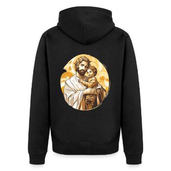 St Joseph Catholic Patron Saint Religious Faith - Unisex Premium Bio Zip Hoodie - Schwarz - Hinten - Nico (187cm)