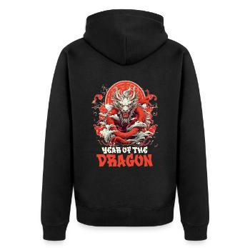 Year Of The Dragon Vintage Chinese New Year Zodiac - Unisex Premium Bio Zip Hoodie - Schwarz - Hinten - Nico (187cm)