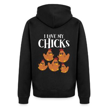 Poultry Farmer Chicken Farm Chickens - Unisex Premium Bio Zip Hoodie - Schwarz - Hinten - Nico (187cm)