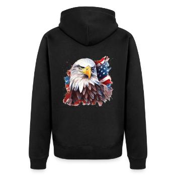 Bald Eagle US American Flag Patriotic Animal - Unisex Premium Bio Zip Hoodie - Schwarz - Hinten - Nico (187cm)