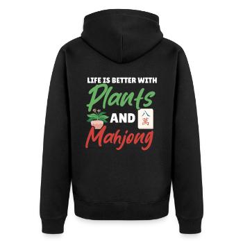 Cadeau pour les fans de Mahjong - Veste à capuche bio Premium Unisexe - noir - Dos - Nico (187cm)