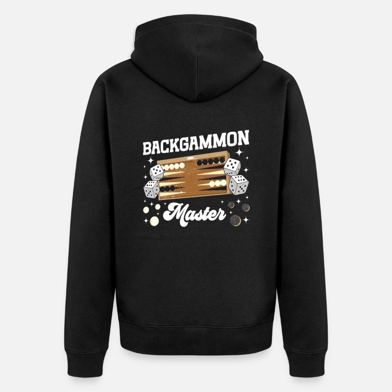 Brettspiel Lustiges Backgammon - Unisex Premium Bio Zip Hoodie - Schwarz