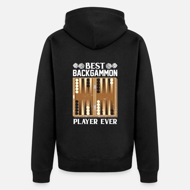 Brettspiel Lustiges Backgammon - Unisex Premium Bio Zip Hoodie - Schwarz