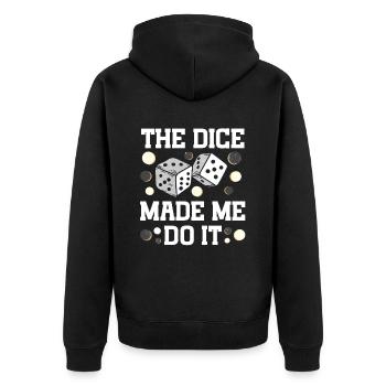 Brettspiel Lustiges Backgammon - Unisex Premium Bio Zip Hoodie - Schwarz - Hinten - Nico (187cm)
