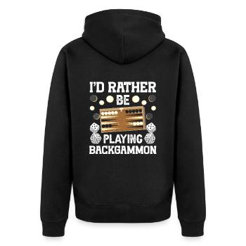 Brettspiel Lustiges Backgammon - Unisex Premium Bio Zip Hoodie - Schwarz - Hinten - Nico (187cm)