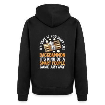 Board Game Funny Backgammon - Unisex Premium Organic Zip Hoodie - black - Back - Nico (187cm)