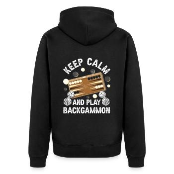Brettspiel Lustiges Backgammon - Unisex Premium Bio Zip Hoodie - Schwarz - Hinten - Nico (187cm)