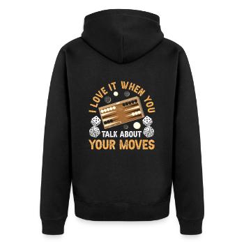 Board Game Funny Backgammon - Unisex Premium Organic Zip Hoodie - black - Back - Nico (187cm)
