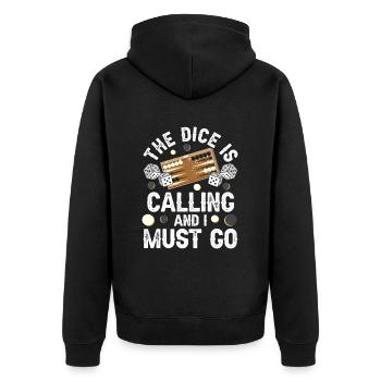Board Game Funny Backgammon - Unisex Premium Organic Zip Hoodie - black - Back - Nico (187cm)