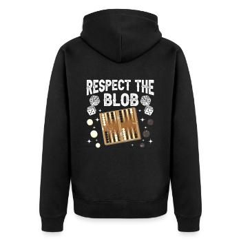 Brettspiel Lustiges Backgammon - Unisex Premium Bio Zip Hoodie - Schwarz - Hinten - Nico (187cm)