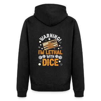 Board Game Funny Backgammon - Unisex Premium Organic Zip Hoodie - black - Back - Nico (187cm)