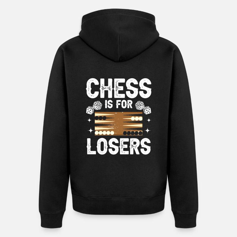 Brettspiel Lustiges Backgammon - Unisex Premium Bio Zip Hoodie - Schwarz