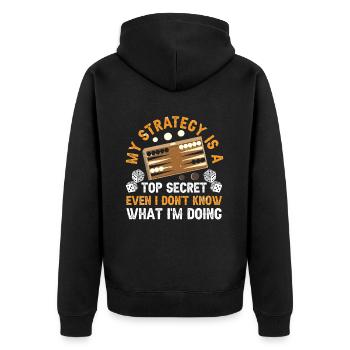 Brettspiel Lustiges Backgammon - Unisex Premium Bio Zip Hoodie - Schwarz - Hinten - Nico (187cm)