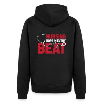 Nurse ECG - Unisex Premium Organic Zip Hoodie - black - Back - Nico (187cm)