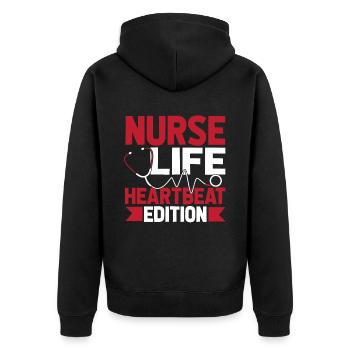 Nurse ECG - Unisex Premium Organic Zip Hoodie - black - Back - Nico (187cm)