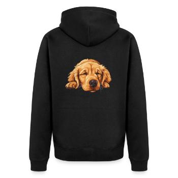 Golden Retriever - Unisex Premium Organic Zip Hoodie - black - Back - Nico (187cm)