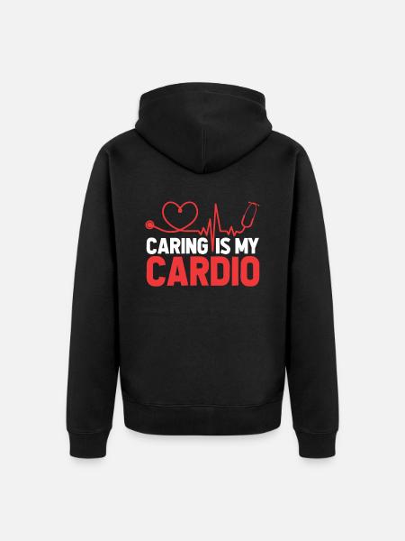 Nurse Cardio Heart - Unisex Premium Organic Zip Hoodie - black