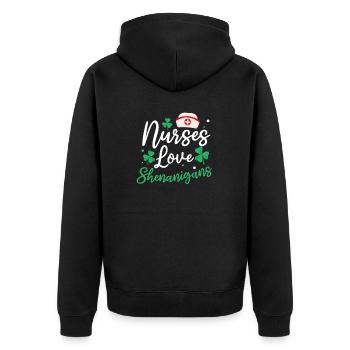 Les infirmières infirmières de la Saint-Patrick adorent les manigances - Veste à capuche bio Premium Unisexe - noir - Dos - Nico (187cm)
