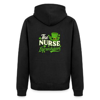 St Patricks Day infirmière l’infirmière lutin - Veste à capuche bio Premium Unisexe - noir - Dos - Nico (187cm)