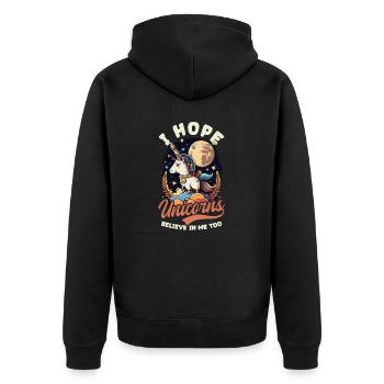 Licorne Espoir Les Licornes Croient Aussi - Veste à capuche bio Premium Unisexe - noir - Dos - Nico (187cm)