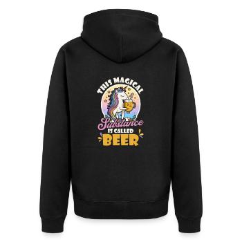 Licorne Substance magique appelée bière - Veste à capuche bio Premium Unisexe - noir - Dos - Nico (187cm)