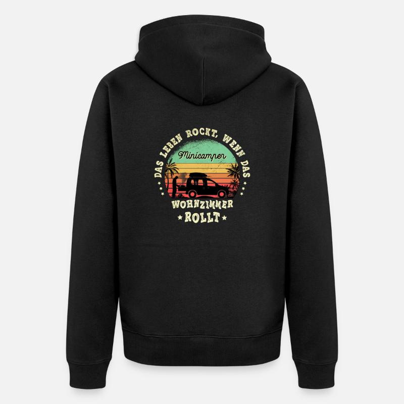 Minicamper Camping-Camper Microcamper Sprüche - Unisex Premium Bio Zip Hoodie - Schwarz