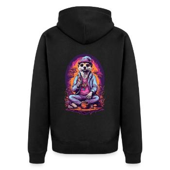 Suricate psychédélique Art Goa Design - Veste à capuche bio Premium Unisexe - noir - Dos - Nico (187cm)