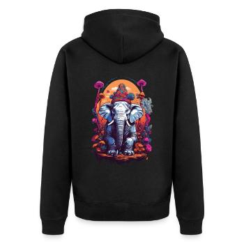 Éléphant psychédélique Art Goa Trance champignons - Veste à capuche bio Premium Unisexe - noir - Dos - Nico (187cm)