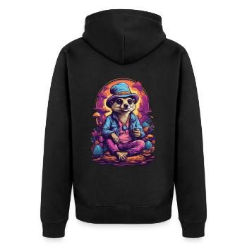 Suricate forêt champignons psychédélique Goa Trance Art - Veste à capuche bio Premium Unisexe - noir - Dos - Nico (187cm)