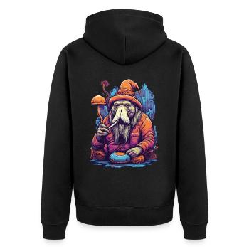 Walrus Psychedelic Art Forest Mushrooms Music Festival - Unisex Premium Organic Zip Hoodie - black - Back - Nico (187cm)