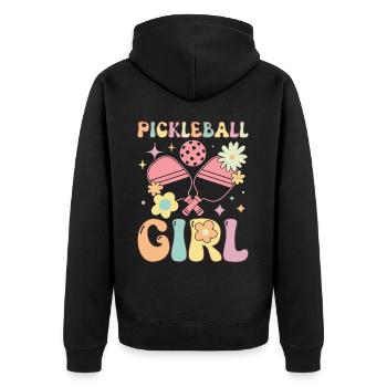 Joueur de pickle ball groovy - Veste à capuche bio Premium Unisexe - noir - Dos - Nico (187cm)