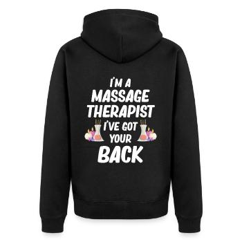 I'm a massage therapist I have your - Unisex Premium Organic Zip Hoodie - black - Back - Nico (187cm)
