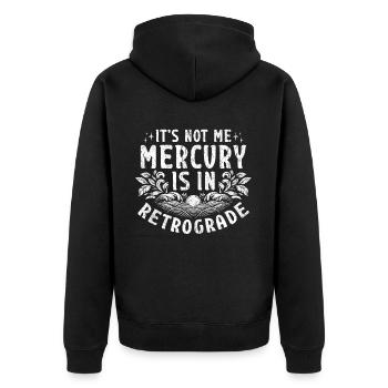 Mercury retrograde astrology - Unisex Premium Organic Zip Hoodie - black - Back - Nico (187cm)
