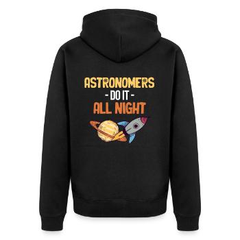 Astronomers do the whole night - Unisex Premium Organic Zip Hoodie - black - Back - Nico (187cm)